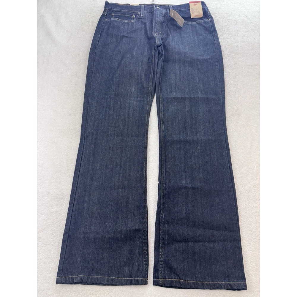 Levis 527 Jeans Men 34x32 Blue Slim Boot Distressed Whisker Denim Cowboy NWT